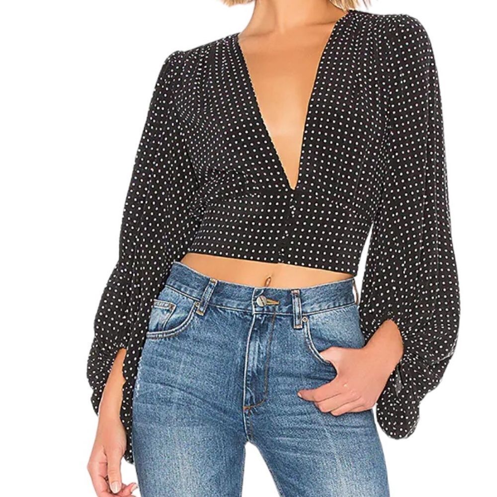 Equipment Sola Plunging Silk Top - True Black/Bright White S